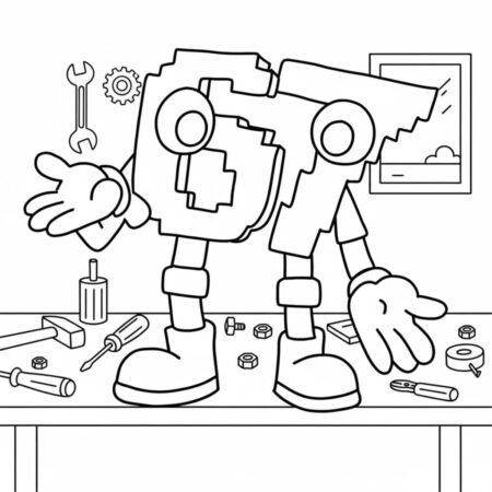 Italian Brainrot com Robô Engenheiro (Desenho para Colorir)