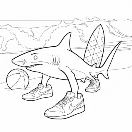 Italian Brainrot com Tubarão Estiloso (Desenho para Colorir)