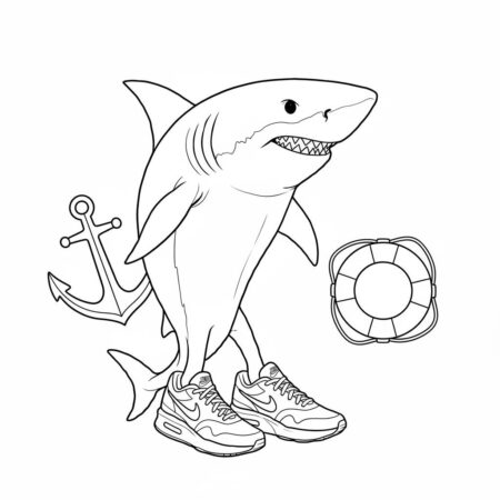 Italian Brainrot com Tubarão Estiloso (Desenho para Colorir)