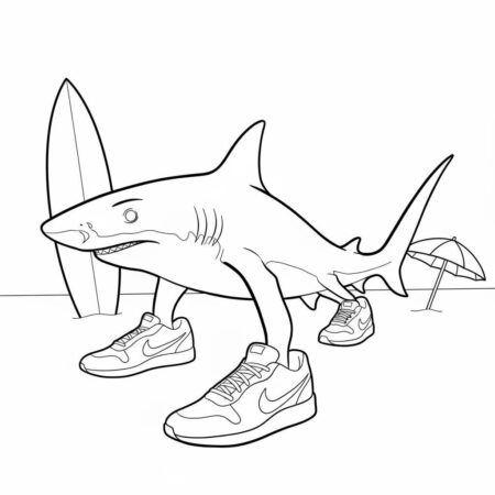 Italian Brainrot com Tubarão Estiloso (Desenho para Colorir)