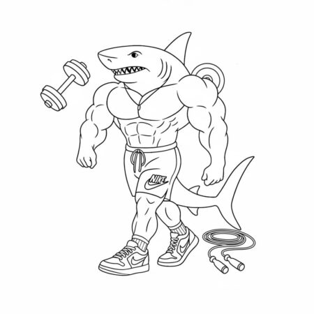 Italian Brainrot com Tubarão Musculoso (Desenho para Colorir)