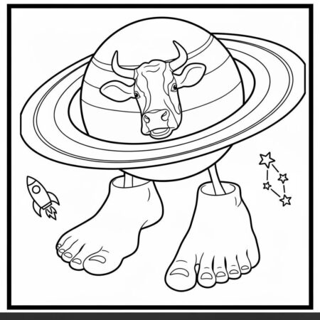 Italian Brainrot com Vaca Planetária (Desenho para Colorir)