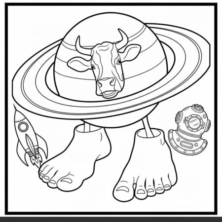 Italian Brainrot com Vaca Planetária (Desenho para Colorir)