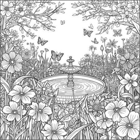 Jardim Floral Delicado (Desenho para Colorir)