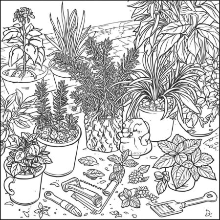 Jardim de Ervas (Desenho para Colorir)