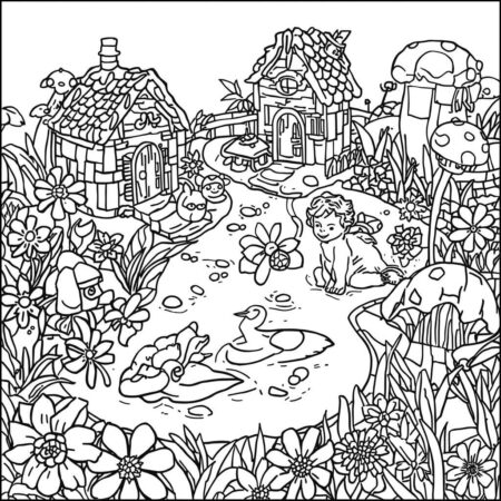 Jardim de Fadas (Desenho para Colorir)