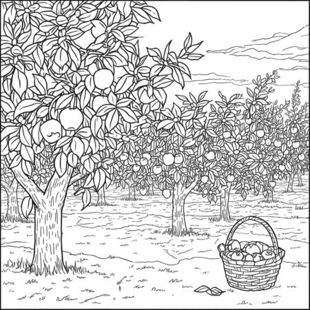 Jardim de Frutas (Desenho para Colorir)