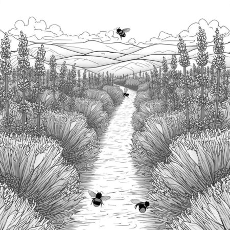 Jardim de Lavanda (Desenho para Colorir)