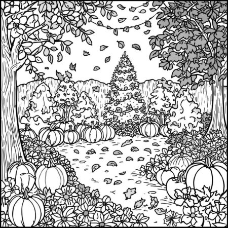 Jardim de Outono (Desenho para Colorir)