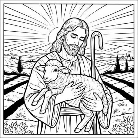 Jesus Bom Pastor (Desenho para Colorir)