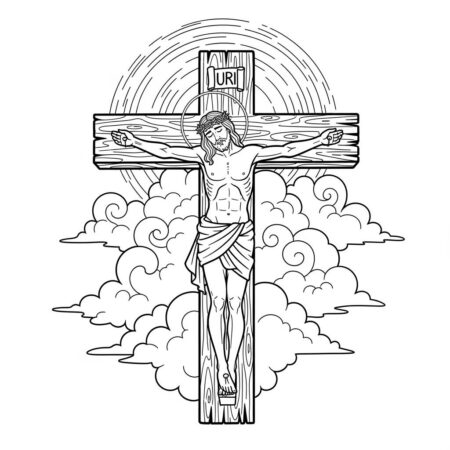 Jesus Cruz Simples (Desenho para Colorir)