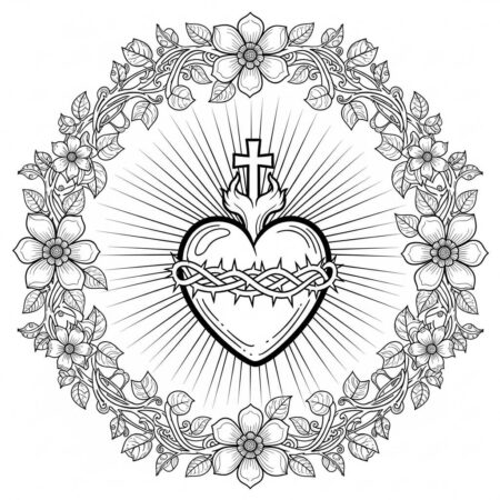 Jesus e Coracao (Desenho para Colorir)
