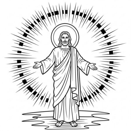 Jesus e a Esperanca Brilhante (Desenho para Colorir)