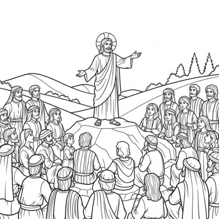 Jesus e a Montanha (Desenho para Colorir)