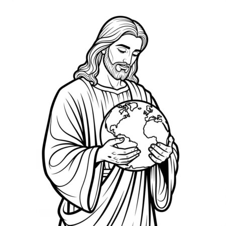 Jesus e a Terra (Desenho para Colorir)