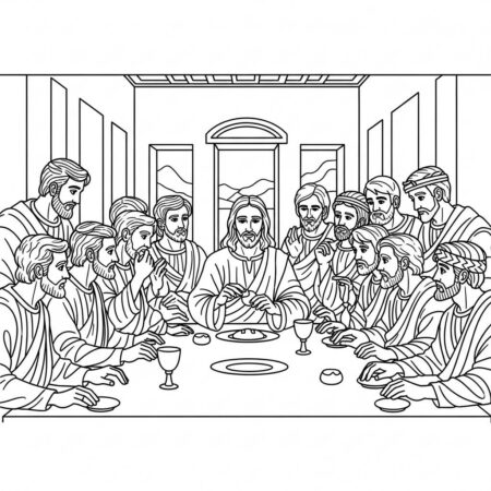 Jesus e a Ultima Ceia (Desenho para Colorir)