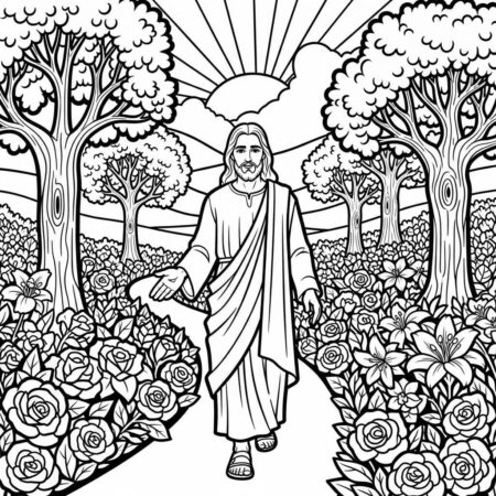 Jesus e o Caminho (Desenho para Colorir)