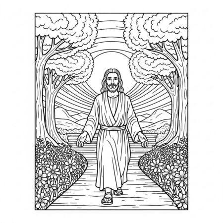 Jesus e o Caminho da Vida (Desenho para Colorir)