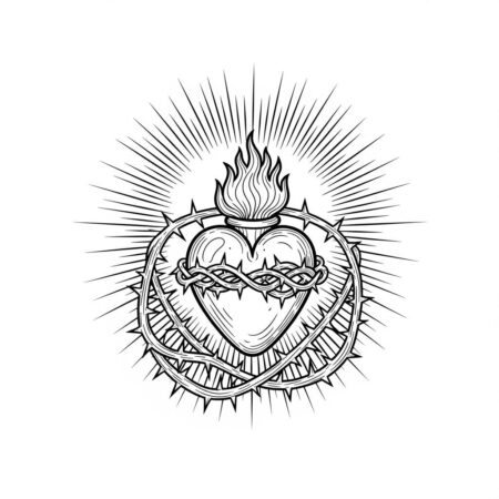 Jesus e o Coracao Sagrado (Desenho para Colorir)