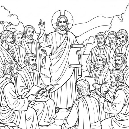 Jesus e os Apostolos (Desenho para Colorir)