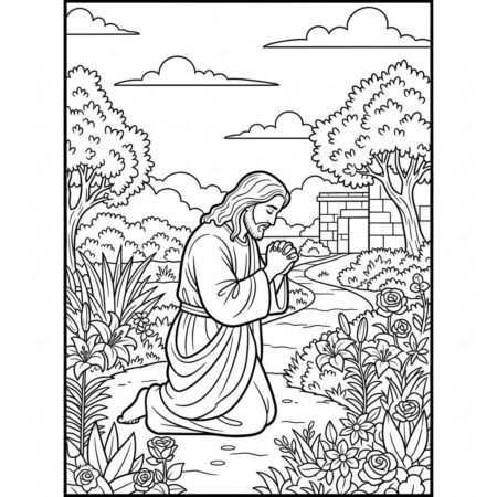 Jesus em Oracao (Desenho para Colorir)