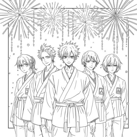 Jujutsu Kaisen Dia de Festa (Desenho para Colorir)