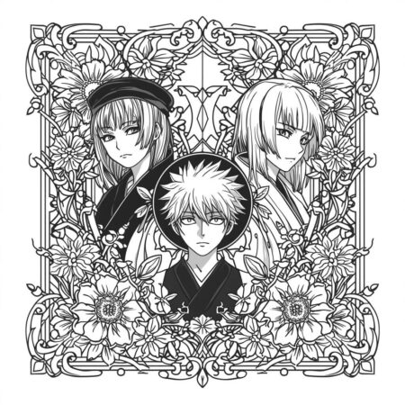 Jujutsu Kaisen Estilo Floral (Desenho para Colorir)