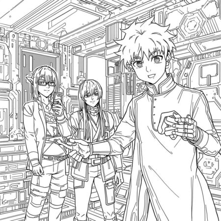 Jujutsu Kaisen e Tecnologia (Desenho para Colorir)