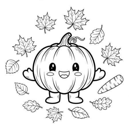 Kawaii Abobora Fofa (Desenho para Colorir)