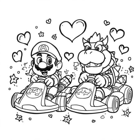 Kawaii Mario Kart (Desenho para Colorir)