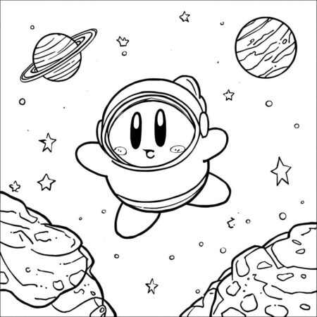 Kirby Aventuras no Espaco (Desenho para Colorir)