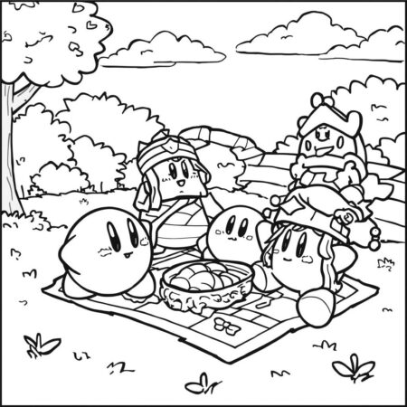 Kirby e Amigos (Desenho para Colorir)