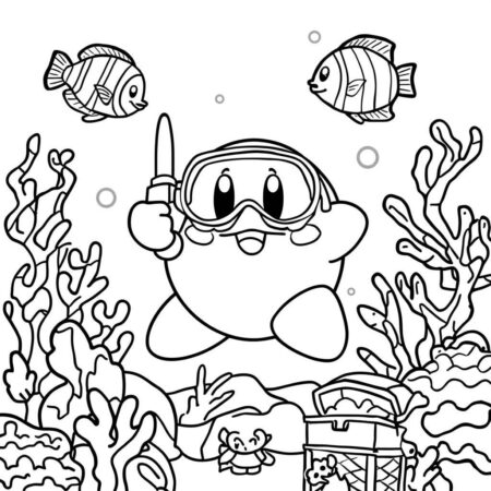 Kirby e a Aventura no Mar (Desenho para Colorir)