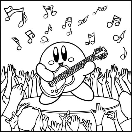 Kirby e a Musica (Desenho para Colorir)