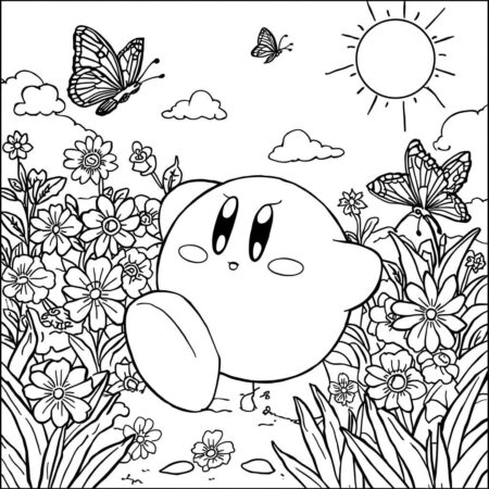 Kirby e a Primavera (Desenho para Colorir)