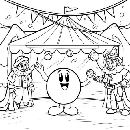 Kirby e o Circo (Desenho para Colorir)