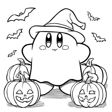 Kirby e o Dia das Bruxas (Desenho para Colorir)