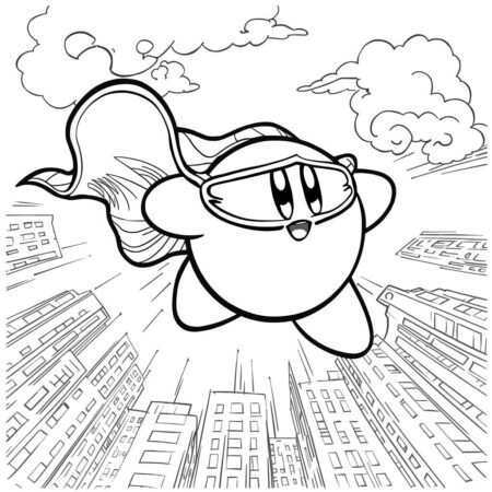 Kirby e os Super Herois (Desenho para Colorir)