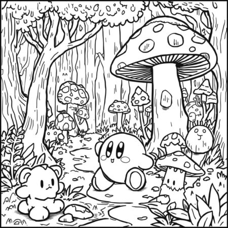 Kirby em um Mundo de Fantasia (Desenho para Colorir)