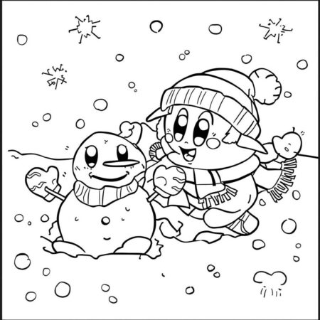 Kirby no Inverno (Desenho para Colorir)