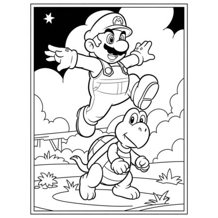 Koopa e Mario (Desenho para Colorir)