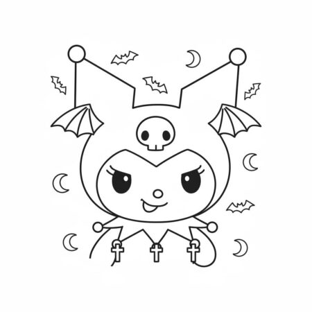 Kuromi Assustadora e Divertida (Desenho para Colorir)