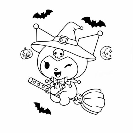 Kuromi Bruxa Divertida (Desenho para Colorir)