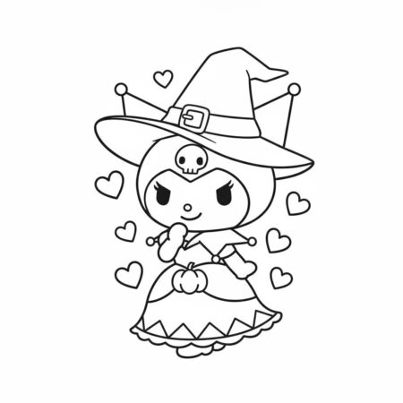 Kuromi Bruxa Fofa (Desenho para Colorir)