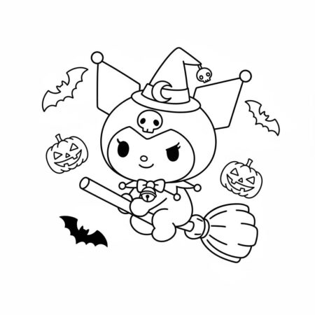 Kuromi Bruxinha Fofa (Desenho para Colorir)