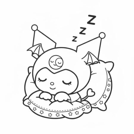 Kuromi Dormindo Fofinha (Desenho para Colorir)