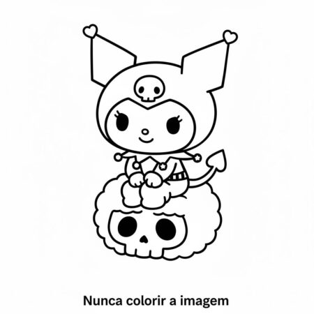 Kuromi Fofinha com Caveira (Desenho para Colorir)
