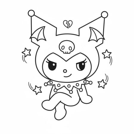 Kuromi Fofinha com Estrelas (Desenho para Colorir)