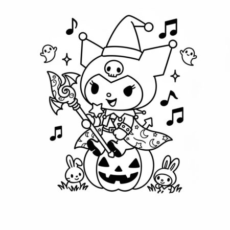 Kuromi Halloween Divertida (Desenho para Colorir)