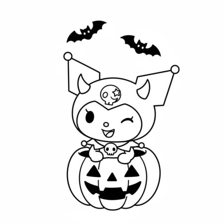 Kuromi de Halloween Fofa (Desenho para Colorir)